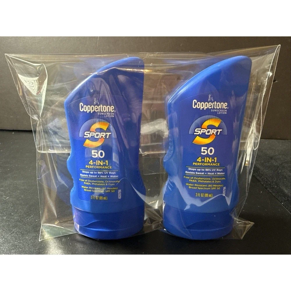 Coppertone Sport 50 4-IN-1 Performance - SPF 50 - Lot of Two‎ 3oz Lotions - New